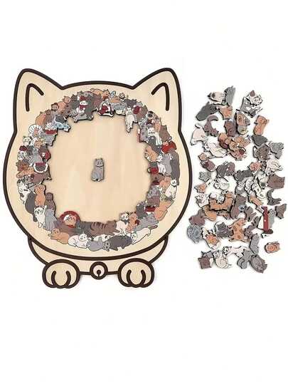 This 135-Piece Wooden Cat Puzzle Set Includes 135 Cat-Shaped Pieces, A Base, An Acrylic Panel, And Adorable Wooden Cat-Shaped Puzzle Pieces With Unique Animal Fragments And 3D Cute Animal Decorations. Perfect For Cat Lovers And Puzzle Enthusiasts-A Great Collectible-An Ideal Gift For Parties, Christmas, Thanksgiving, And New Year's Celebrations, Perfect For Relaxing And Stress-Relieving At Home.