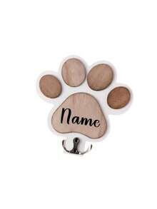 Personalized Paw Print Wooden Dog Leash Hook, Customizable Carved Wall Hook - Suitable For Collars And Coats, Durable Wooden Material, Paw Print Design, Perfect Decorative Memorial Gift For Pet Lovers - Multicolor - View 7