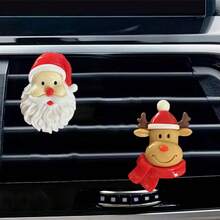 2/3pcs Christmas Santa Claus, Reindeer, Snowman, Christmas Tree Car Fragrance Clip Vent Decor, Christmas Car Interior Fragrance Decoration, Holiday Gift - one-size - View 3