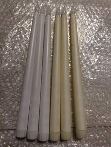 2/6/12/48支装逼真无焰LED蜡烛 - 电池供电，闪烁锥形设计，完美适用于万圣节、圣诞节、婚礼、教堂仪式和情人节 - 优雅白色锥形蜡烛，饰有水晶装饰，不含电池 - 暖光 - 查看 20