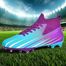 1 Pair Football/Soccer Shoes For Match & Training, Low-Top, Soft For Outdoor Grass Field, Lace-Up, Anti-Slip, , Olive Spikes, AG/FG Cleats, Lightweight High-Performance Anti-Slip Design, Professional Soccer Boots, Multiple Colors Available - Purple Moon - View 2