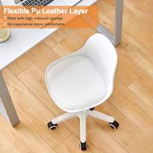 Height-Adjustable Desk Chair - Cute Padded Armless Chair For Girls, Plastic Office Chair For Home, Small Comfortable Study Chair For Teenagers, Ideal For Home Office And Dressing Table - White - View 4