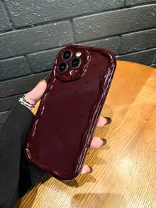 1 Stück TPU Creme & Burgund Herz stoßfeste Handyhülle kompatibel mit iPhone 11 12 13 14 15 16 16Pro 16Plus 16ProMax 17Air 17ProMax - Bordeaux - Übersicht 4