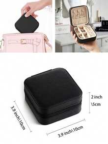 Hộp đựng trang sức nhỏ gọn, hộp trang sức du lịch mini có khóa kéo dùng để đựng bông tai, nhẫn, dây chuyền, mặt dây chuyền, đồng hồ, son môi và các loại trang sức nhỏ khác, phụ kiện du lịch, quà tặng cho phù dâu, hộp trang sức mini du lịch cho bé gái/phụ nữ, trang trí phòng. - Nhiều màu - Xem 6