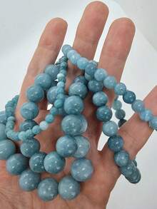 1条蓝色天使石串珠舒缓手链，缓解压力，带来宁静与直觉，提升内心平和，适合灵性疗愈、瑜伽冥想，男女皆宜 - 淺藍色 - 查看 5