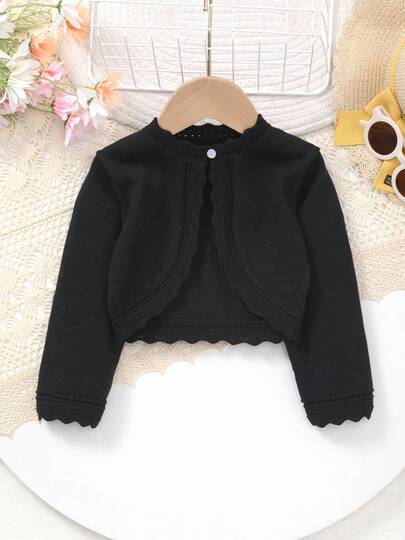 Baby Girls' Elegant Hollow Floral Lace Knit Cardigan Shawl, A Gift For Baby!