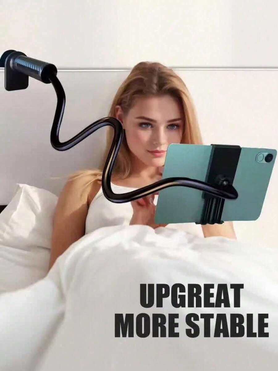 360°旋转床头手机支架，解放双手，稳固耐用，软握长臂夹式手机支架