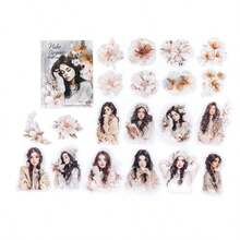 40pcs/Pack Vintage Floral & Girl Cartoon Winter Outfit Landscape Collage PET Sticker Pack, Cute Girl, Floral, Scrapbooking, Diary Decor, Waterproof Stickers, Stationery Supplies Scrapbook Supplies Funny Stickers Laptop Stickers Kindle Phone Stickers - Multicolor - View 18