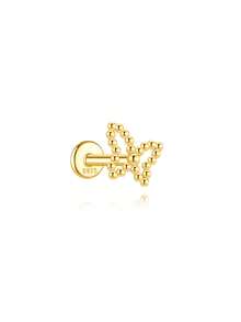 1Pc 925 Sterling Silver Elegant And Stylish Bow Cubic Zirconia Stud Earring Flat Back Cartilage Helix Piercing Fine Jewelry Suitable For Women'S Daily Wear Parties, And Wedding Occasions - Gold - View 16