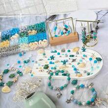 1盒24格蓝色海洋度假风海龟、贝壳、海星饰品制作套装，适合DIY手链和项链制作 - 彩色 - 查看 6