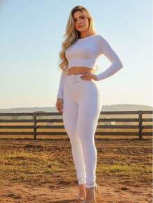 Women Pants - 白色 - 查看 3