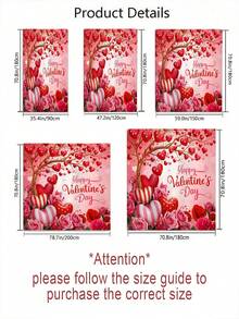 1/4pcs Valentine's Day Decor Shower Curtain Set, Heart & Rose Floral Romantic Red & Pink Washable Bathroom Curtain, Bathroom Gift With 12 Hooks Non-Slip U-Shaped Toilet Seat Cover And Bath Mat - Multicolor - View 4