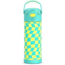 - Botella Funtainer aislada vacío, de acero inoxidable, de 473 ml, con tapa ancha de boquilla, color rosa neón(0.5 Litros Ondulado Checkers Teal) - Multicolor - Ver 1