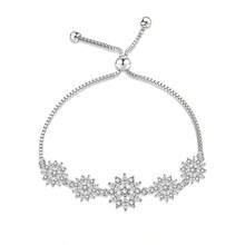 Vòng tay nữ đính đá Zirconia hình bông tuyết bạc Sterling 925, thiết kế hoa thanh lịch và độc đáo, có thể điều chỉnh, phù hợp đeo hàng ngày, dự tiệc, ngày lễ, làm quà tặng cho gia đình, bạn bè, Giáng sinh, Halloween, ngày lễ tình nhân, sinh nhật - Bạc - Xem 5