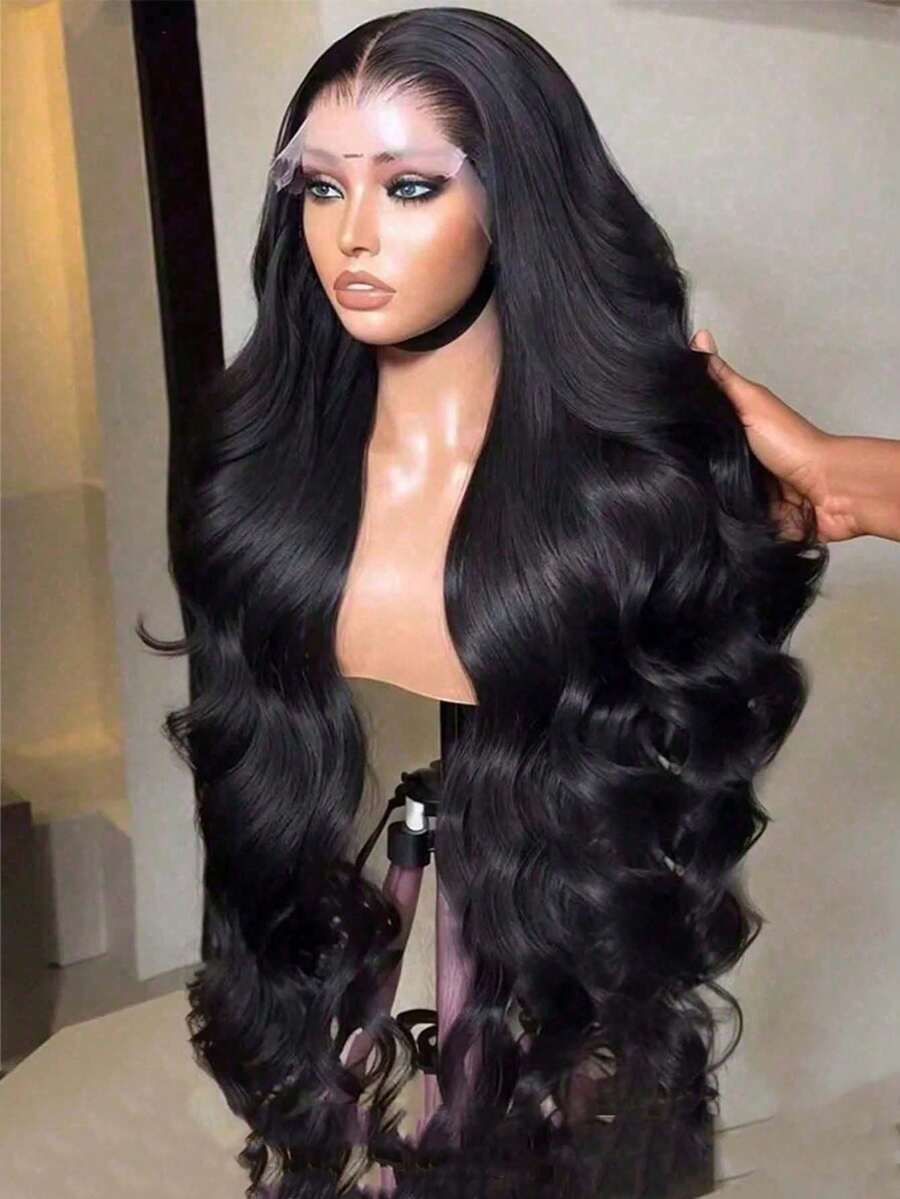 Easy Wear 28inch Body Wave Lace Front Wig -5x5 Glueless, HD Closure, Blended Human Hair With Baby Hairs, 180% Density For All Pre Plucked Lace For Any Occasion - Natural & Black - View 1