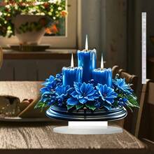 2D Acryl Elegante Weihnachtsmitte, blaue Kerze Tischdekoration