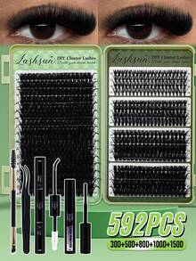 Lashsun 540pcs D Curl 4 Styles 10-18mm/14-22mm Mixed Length Fluffy Volume Cluster Lashes Kit Soft And Comfortable False Eyelashes Long-Lasting Lashes Kit With Lash Bond&Seal Lash Remover And Tweezers Eyelash At Home For Daily Life&Dates And Party - màu đen - Xem 13