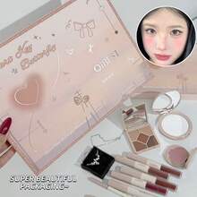 QIBEST New Heart & Butterfly Makeup Set - Lip Gloss, Blush, Eyeshadow, Powder, Eyebrow Pencil, Eyeliner - Easy To Match Different Makeup Looks, Perfect Gift - 套盒 - 查看 5