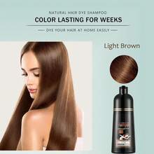 FVQUHVO Hair Dye Shampoo 3 In 1 Coconut Oil For Gray Coverage, Semi-Permanent Color Shampoo For Women Men, Coconut Brown Hair Color Shampoo For Grey Hair, Instant Long-Lasting Hair Coloring, 500ML- Light Brown - Light Brown - View 2
