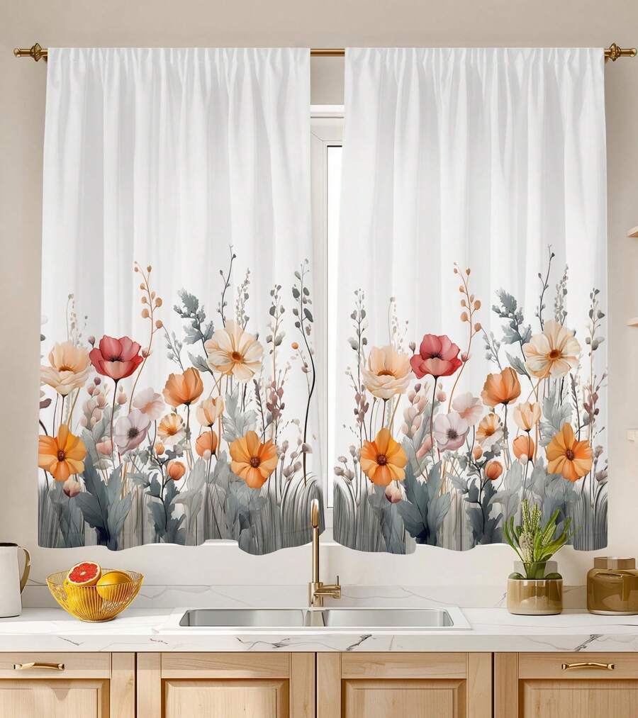 2Pcs Kitchen Curtains Over Sink For Bathroom Window Cafe Basement Cortinas Para Cocina Farmhouse Curtains For Kitchen Window Treatments 28x40in - 8 - 查看 1