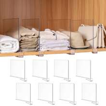 16/8PCS Acrylic Shelf Dividers For Closet Organization,Clear Closet Dividers For Shelves,Vertical Purse Organizer For Closet,Cabinets,Wardrobes,Bookcases - Trong sáng - Xem 5