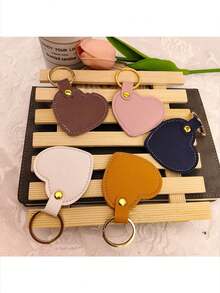 4pcs/12pcs DIY Handmade Jewelry, Heart-Shaped Leather Keychain, Leather Heart Pendant Keyring, Fashion Keychain, Bag Accessories, Unique Backpack Hanging Ornament, Car Key Chain, Birthday Gift, Party Favor - Multicolor - View 3