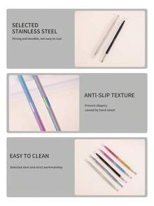 5pcs/2pcs/1pc Professional Salon Quality Metal Double-Sided Cuticle Pusher And Nipper, Stainless Steel Gel Nail Polish Remover, Manicure Pedicure Cleaning Pressure Tool For Nails And Toenails, Salon Use - Black - View 3