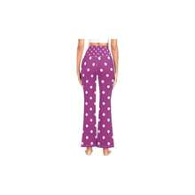 Leggings modernos de mediados de siglo con lunares morados y anchos con bolsillos para mujer para oficina - Con color + XL - Ver 3
