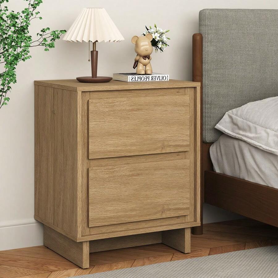 2-Drawer Dresser, Modern Wood Design With Clean Edges, Versatile Storage For Bedroom, Living Room, Office, And Entryway - Natural Oak - Xem 1