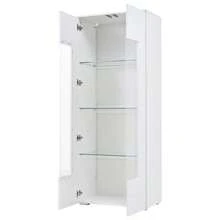 70*40*173cm Living Room Display Cabinet, Display Cabinet With 2 Acrylic Doors, High-Gloss Display Cabinet With LED Light Strip, Load-Bearing Cabinet Made Of Tempered Glass, Wide Living Room Cabinet, Tall Cabinet, MDF, White - White - View 8