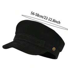 Vintage Octagonal Beret Hat Stylish Metal Belt Decorated Newsboy Cap Suede Captain Sailor Hat Outdoor Daily Use - 紅色 - 查看 7