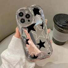 Fünfzackiger Stern bedruckte Plattierung Spiegel Handyhülle für iPhone 17 Air 16e 16 15 14 13 Pro Max 12 11 elektroplattierte weiche TPU Hülle - Silber 1 - Übersicht 2
