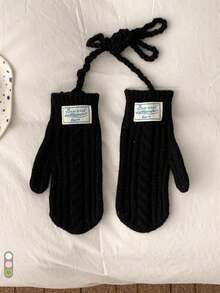 1双秋冬保暖可爱挂脖触屏针织手套，女士款，加厚保暖防风全指手套，适合骑行、骑车、学生等场合，新品上市 - Best wish掛脖全包手套 - 查看 4