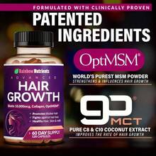 24-In-1 Advanced Hair Growth Vitamins | Biotin 10,000mcg, Collagen, Patented OptiMSM, GoMCT, Saw Palmetto | Naturally Regrow Stronger & Healthier Hair, Skin And Nails | Stops Hair Loss | 60 Day Supply - 其他 - 查看 4