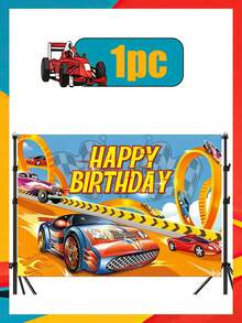 Hot Wheels Wheel Racing Car Backdrop, Party Decoration, Banner, Photography Backdrop, Suitable For Outdoor Dining Party, Birthday Party, Valentine's Day, Ramadan, New Year And Birthday Party Decorations - Multicolor - View 12