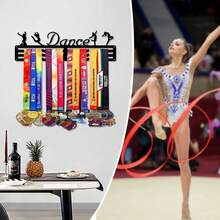 1pc Wall Mounted Gymnastics Medal Display Rack - Premium Metal Structure, Adjustable Hooks And Ribbon Holders, Suitable For Awards, Sports, Academic Honors And Competitions - Easy To Install, Space-Saving Design, Stylish Cup-Shaped Trophy Holder - Black - View 1