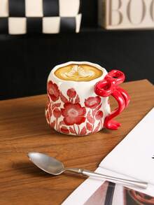 1pc Creative High-End Ceramic Mug With Bow Tie Design, Available In Red/Black/White, Suitable For Water, Coffee, Milk, Tea - Multicolor - View 8