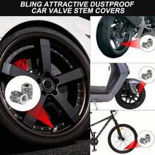 4 Stücke glitzernde Reifenventilkappen, Kristall Reifenkappen, glänzende Strass Universal Autoventilkappen für Pkw, SUV, Motorrad, Fahrrad, Lkw Autozubehör - Einheitsgröße - Übersicht 3