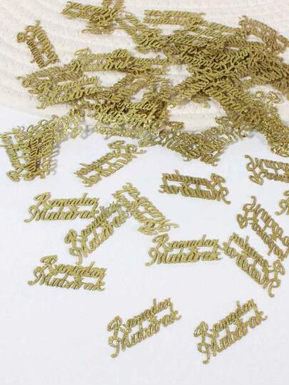 50pcs/Set Gold Glitter RAMADAN MUBARAK Confetti For Eid Mubarak Ramadan Tabletop Decoration