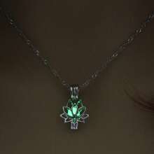 1件装镂空莲花夜光吊坠项链，适合女性日常、派对、聚会和约会佩戴 - 銀色 - 查看 5