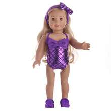 18" Girl Doll Purple Mermaid Swimsuit + Beach Sandals Set (Doll Not Included) - Multicolor - View 4