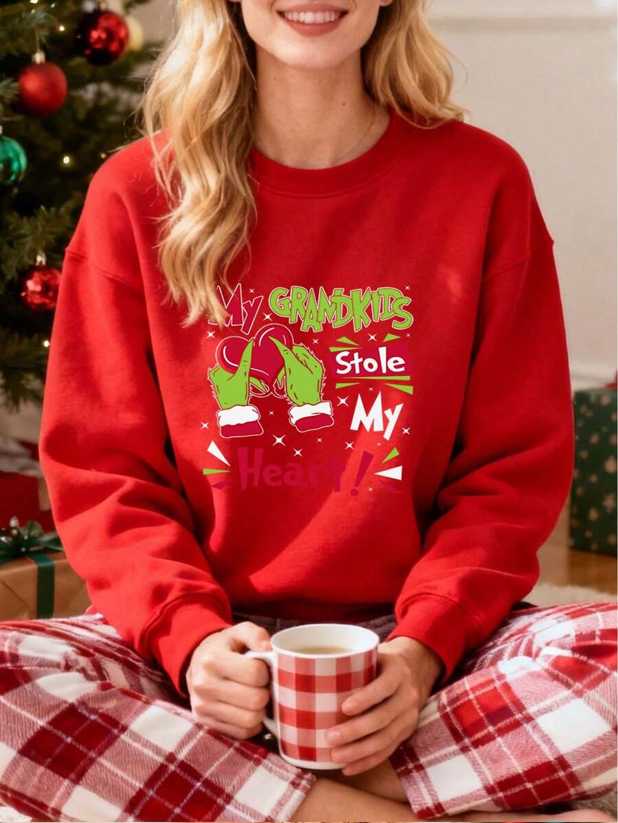 Women Plus Size Sports Sweatshirts - Red - View 1