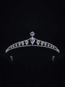 1pc Elegant & Fashionable Silver Crown Princess Headband, Crystal Tiara, Bridal Wedding Crown, Suitable For Birthday, Halloween, Casual, Wedding And Party Occasions - Silver - View 9
