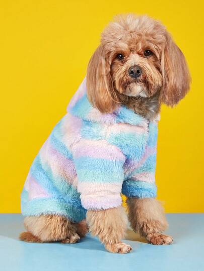 1pc Pet Plush Hoodie Jacket, Soft Warm Fleece Sweatshirt For Cats Dogs Puppies In Winter, Multiple Colors Available