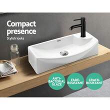 Cefito Bathroom Basin Ceramic Vanity Sink Hand Wash Bowl 45x23cm - 白色 - 查看 3