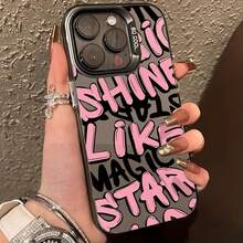 Pink English Case 2024 for Apple 15, Creative New Case for  14 Plus - Negro - Ver 3