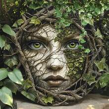 HELLOYOUNG Vintage Metal Tree Face Wall Art - 2D Flat Printed Retro Iron Wall Sign With 8 Inch Colorful Floral Design, Durable Indoor Outdo - Multicolor - View 7