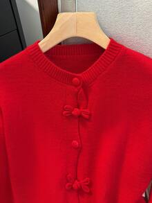 JIANHU Spring Butterfly Knit Cardigan, Short Design, Suitable For Petite Figure, Elegant Versatile, Create Fashionable Look - Red - View 7
