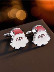 1 Pair Gold Copper Deer Cufflinks, Unisex Christmas Santa Cufflinks, Christmas Gift Fashion Accessory - Multicolor - View 10