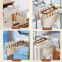 1pc Balcony Windproof Drying Rack, Foldable Clothesline Rack For Home Use, No Drilling Required - Efficient Drying Rack, Ideal For Bedroom, Bathroom And Dorm Decoration, Holiday Decor / Multi-Clip Clothesline Rack, Drying Rack, Multi-Function Plastic Clothes Clips - Multicolor - View 7